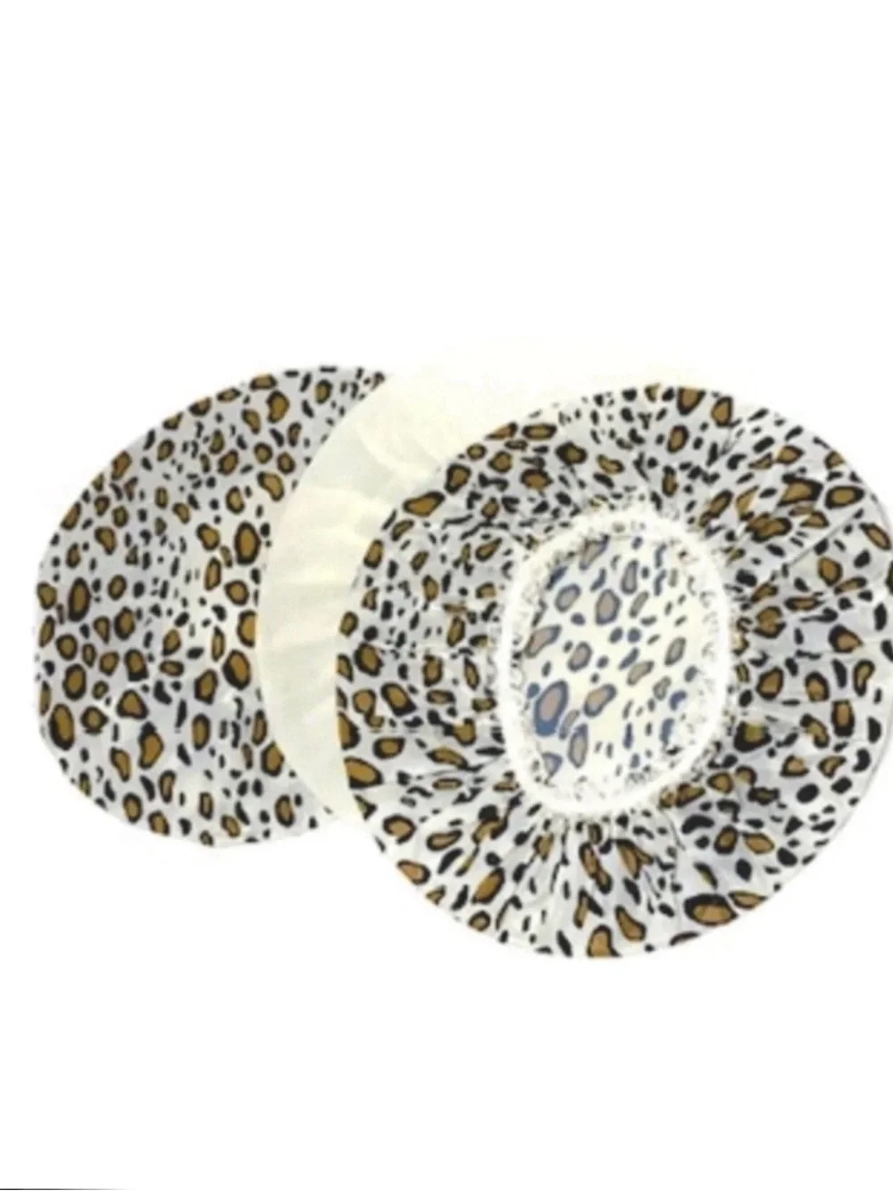 12 Reusable Waterproof Large Shower Caps - Solid & leopard Cheetah Animal Print